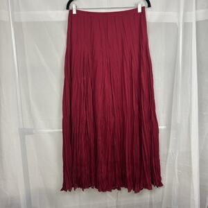 Vintage 90s Larry Levine red ruched maxi skirt fairy boho festival grunge MD y2k